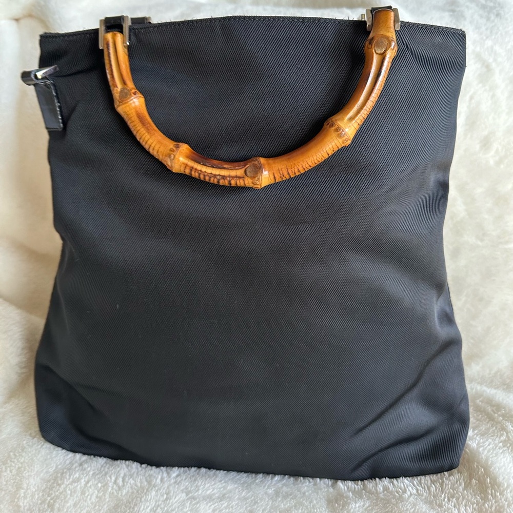 Gucci Black and bamboo Nylon Tote